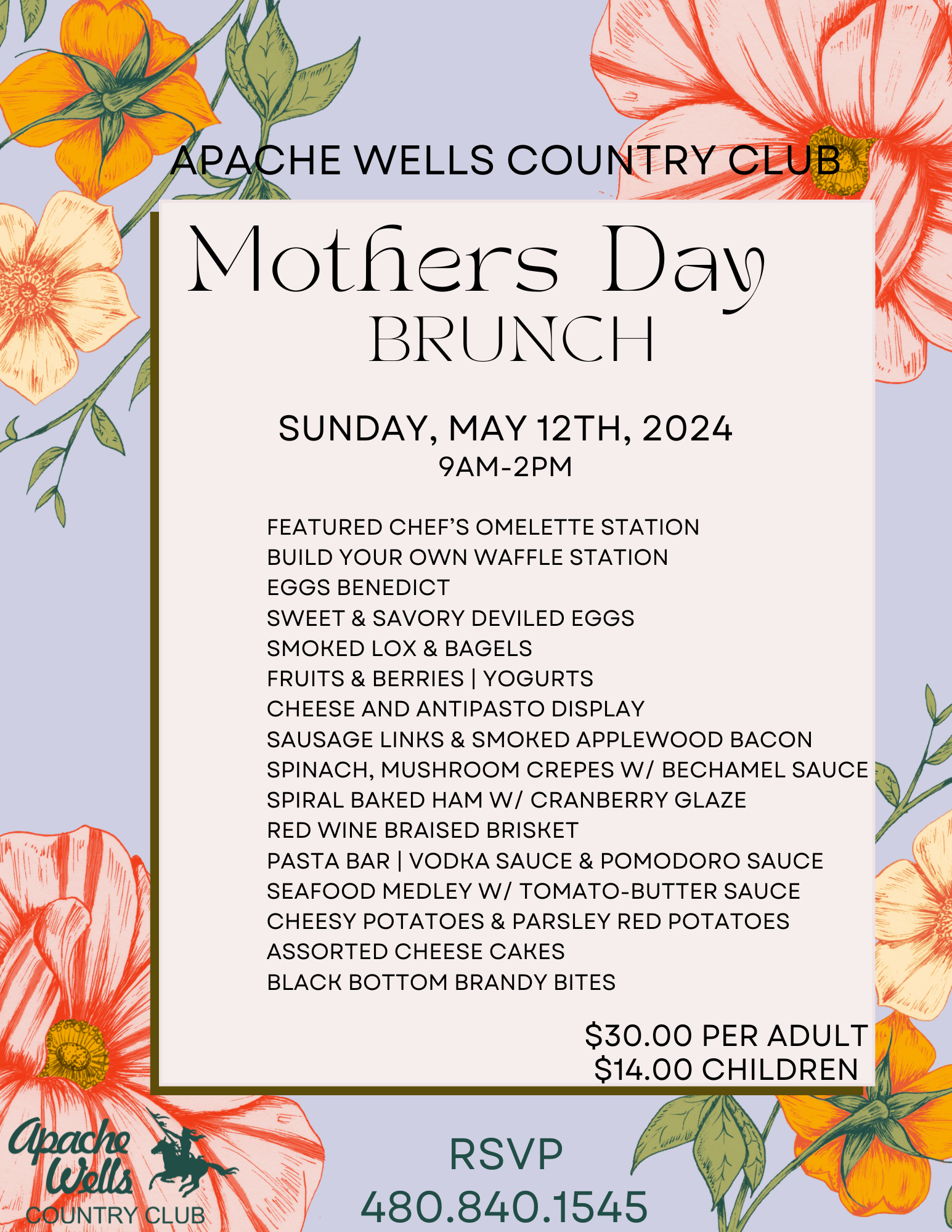 AWCC Mothers Day Brunch Menu